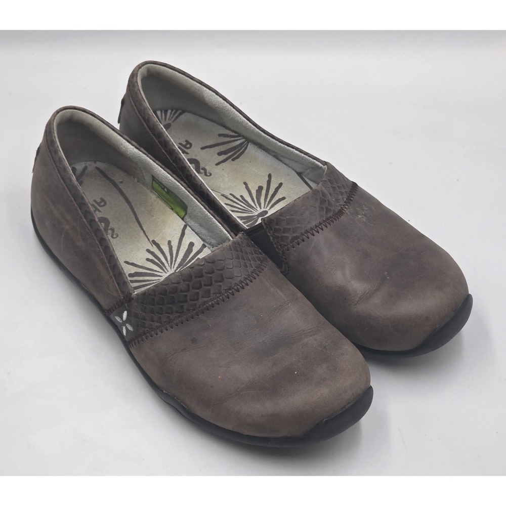 Ahnu Women's 'Jackie Pro' Reptile Embossed‎ Brown Leather Slip-On Loafers Size 8